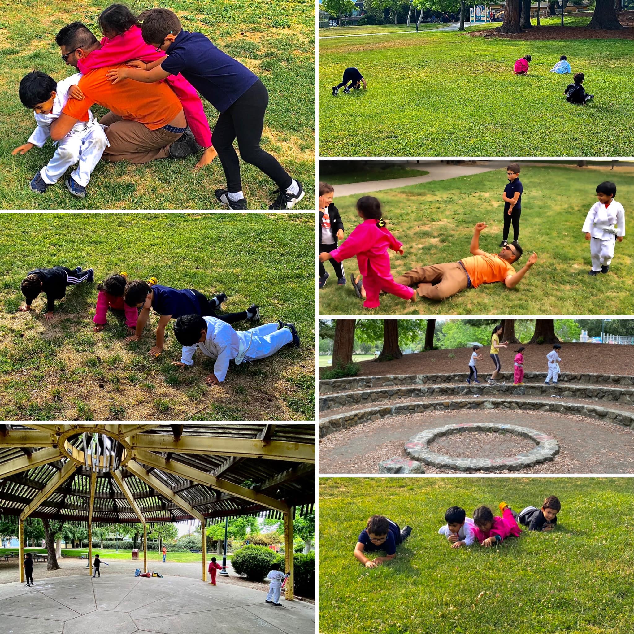 Children in deep play outdoors
